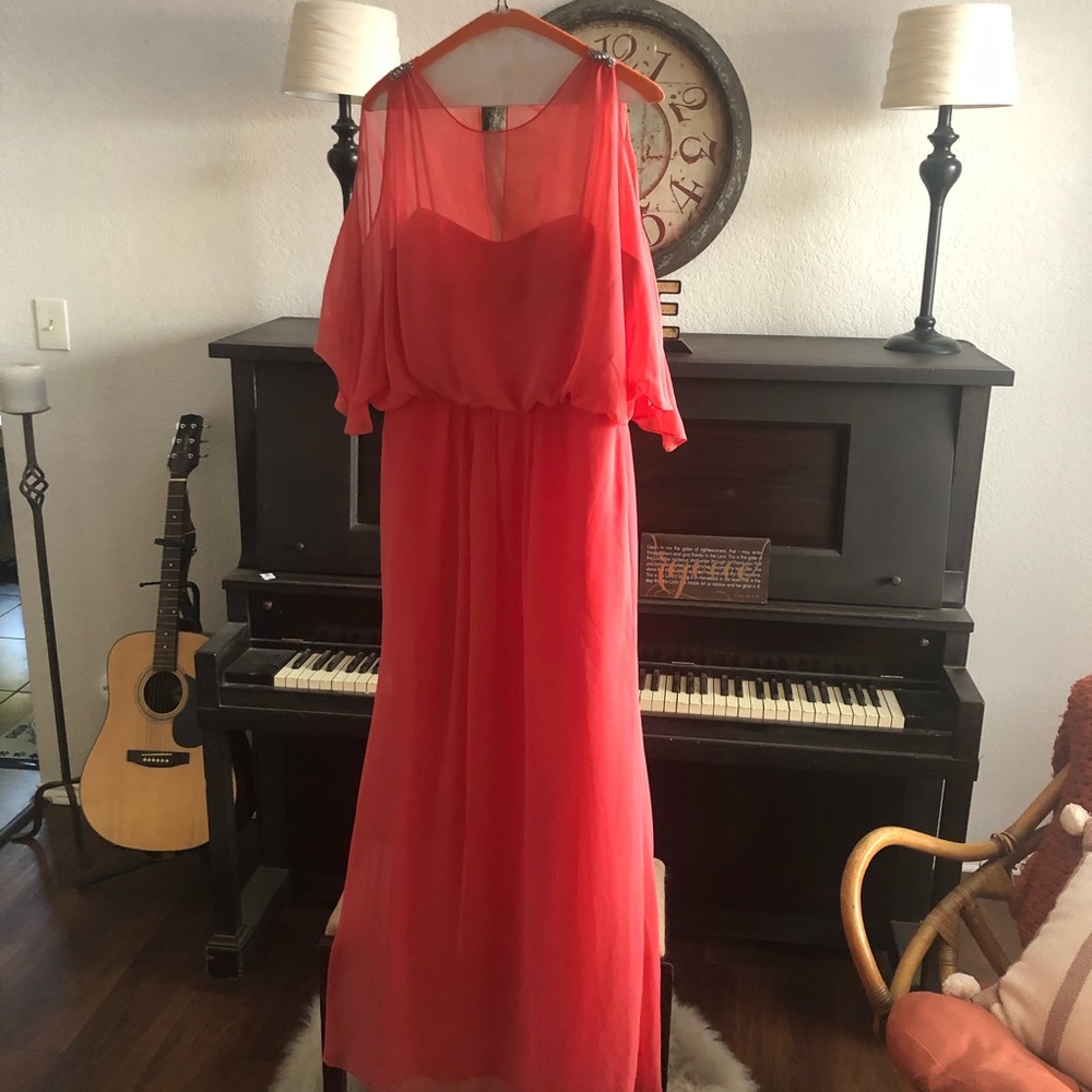 David’s Bridal Coral Bridesmaid Dress